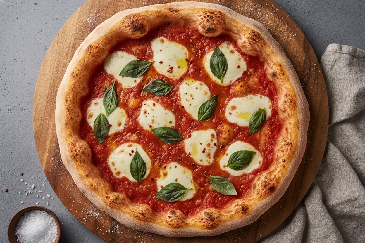 Toppad med tomatsås och mozzarella Margarita ...full pic